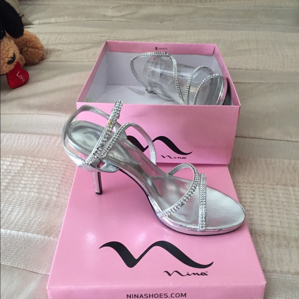 Silver with rhinestone accents dress sandals